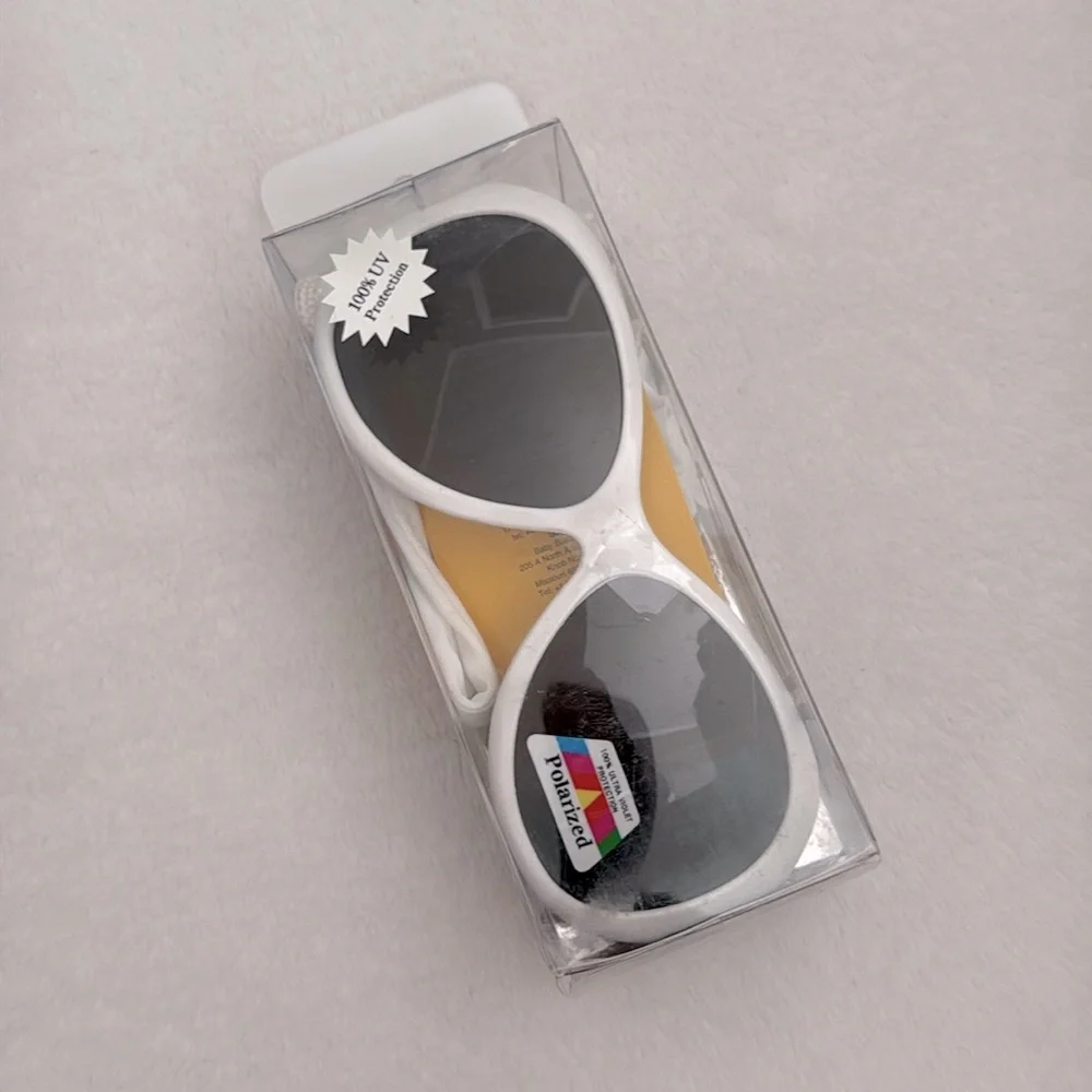 {NWT} JBanz | Retro Banz Polarized Wrap Around Kids Sunglasses White/Black 4-10Y